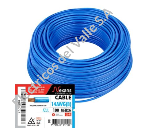 CABLE CU 14 AZUL THHN/THWN AISLA NYLON