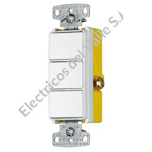 INTERRUPTOR TRIPLE BLANCO SIN TAPA DECORATIVA HUBBELL  c