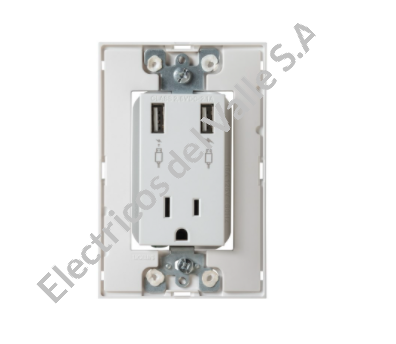 S25 TOMACORRIENTE 2P+T + 2 USB BLANCO S/TAPA SIMON