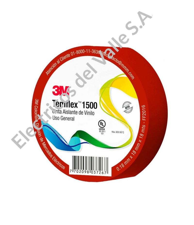 CINTA ROJA 18 MTS AISLANTE TEMFLEX UU009472679 3M