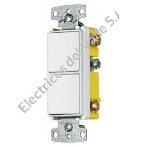 INTERRUPTOR DOBLE 15 AMP BLANCO SIN TAPA DECORATIVA HUBBELL c