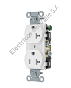 TOMA DOBLE 20 AMP P/TIERRA 125V BLANCO SIN TAPA HUBBELL