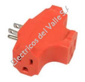 CLAVIJA CON TOMA TRIPLE  +T  NARANJA - S/M