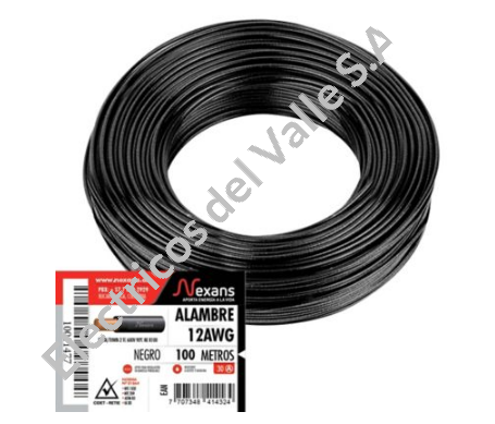 ALAMBRE CU 12 NEGRO THHN/THWN AISLADO NYLON