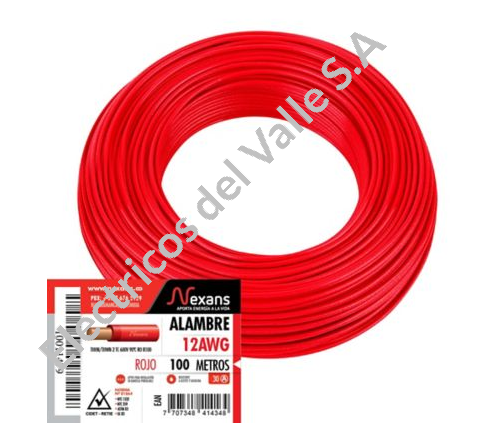ALAMBRE CU 12 ROJO THHN/THWN AISLADO NYLON