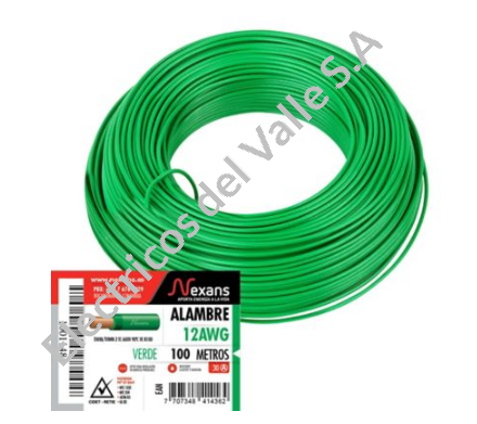 ALAMBRE CU 12 VERDE THHN/THWN AISLADO NYLON
