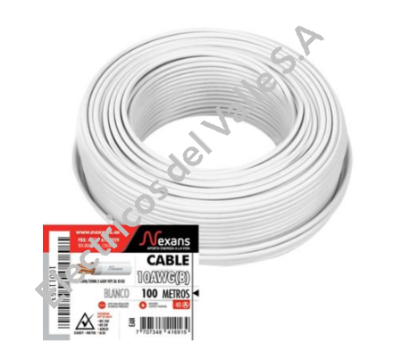CABLE CU 10 BLANCO THHN/THWN AISLA NYLON