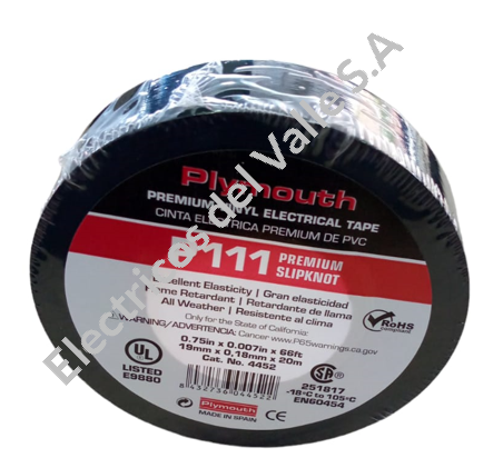 CINTA AISLANTE USO PROFESIONAL X 20MTS S/PREMIUM PLYMOUTH
